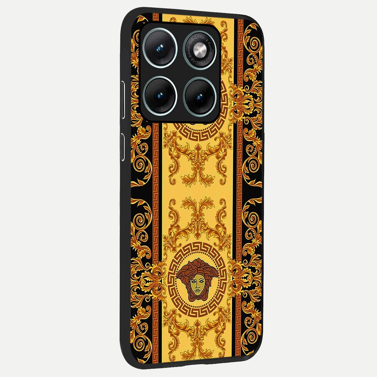  Golden Royal Heritage back cover For Moto Edge 70 Fusion slim fit glass case with vibrant aesthetic design