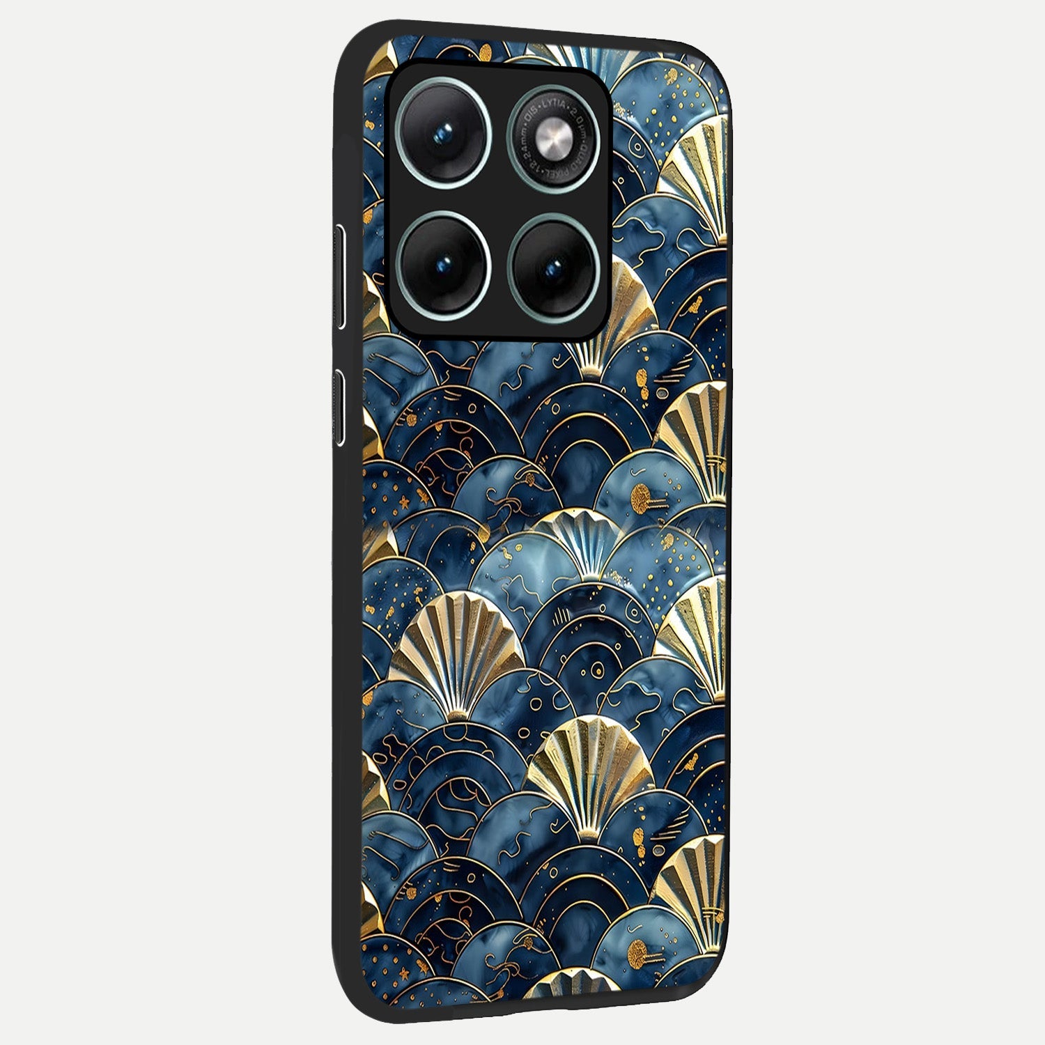  Golden Wave Luxe back cover For Moto Edge 70 Fusion slim fit glass case with vibrant aesthetic design