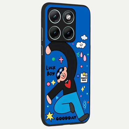  Happy Luck Vibe back cover For Moto Edge 70 Fusion slim fit glass case with vibrant aesthetic design