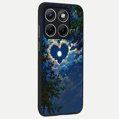  Heart With Moon Sky back cover For Moto Edge 70 Fusion slim fit glass case with vibrant aesthetic design