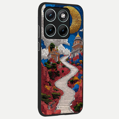  Heavenly Moon Path back cover For Moto Edge 70 Fusion slim fit glass case with vibrant aesthetic design