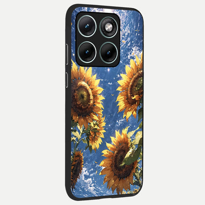  Heavenly Sunflower Rise back cover For Moto Edge 70 Fusion slim fit glass case with vibrant aesthetic design