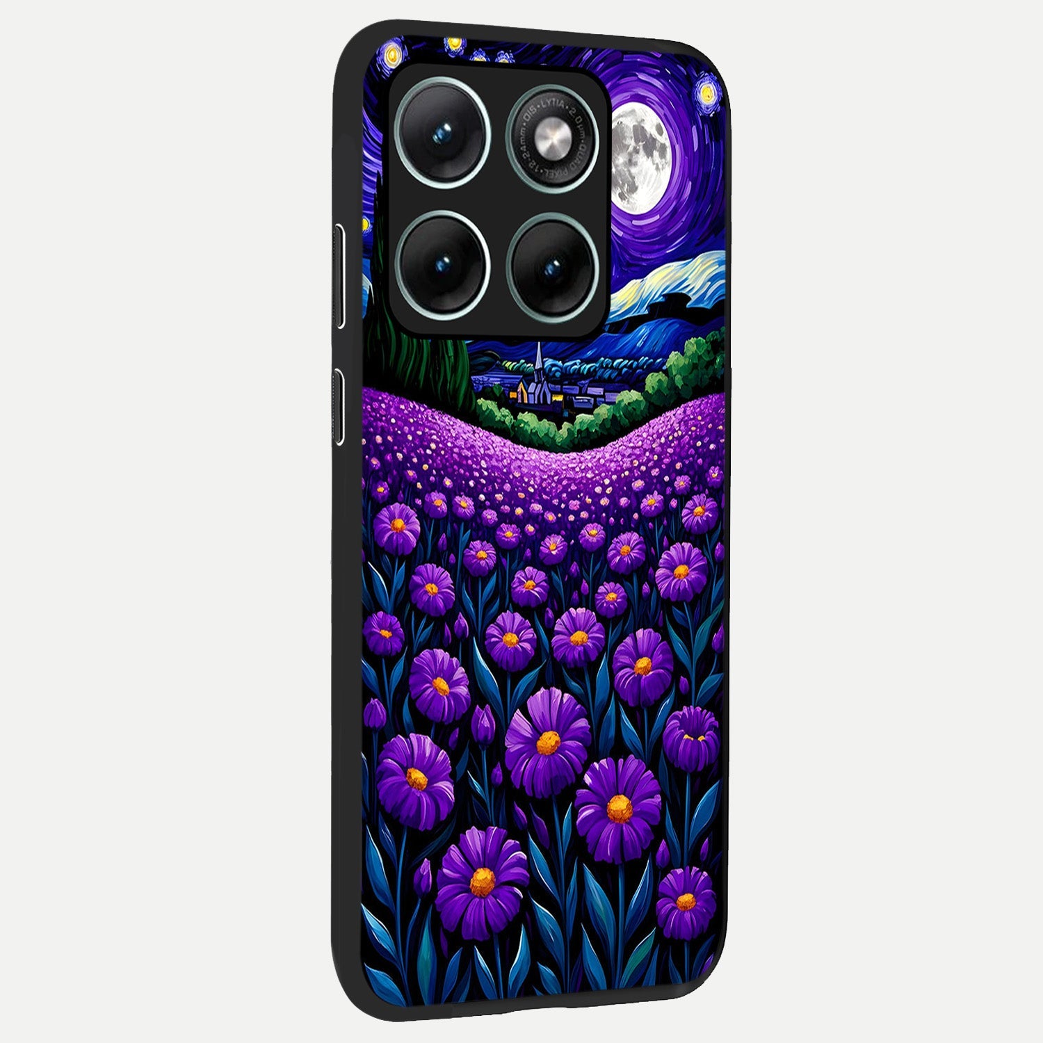  Lavender Moon Field back cover For Moto Edge 70 Fusion slim fit glass case with vibrant aesthetic design
