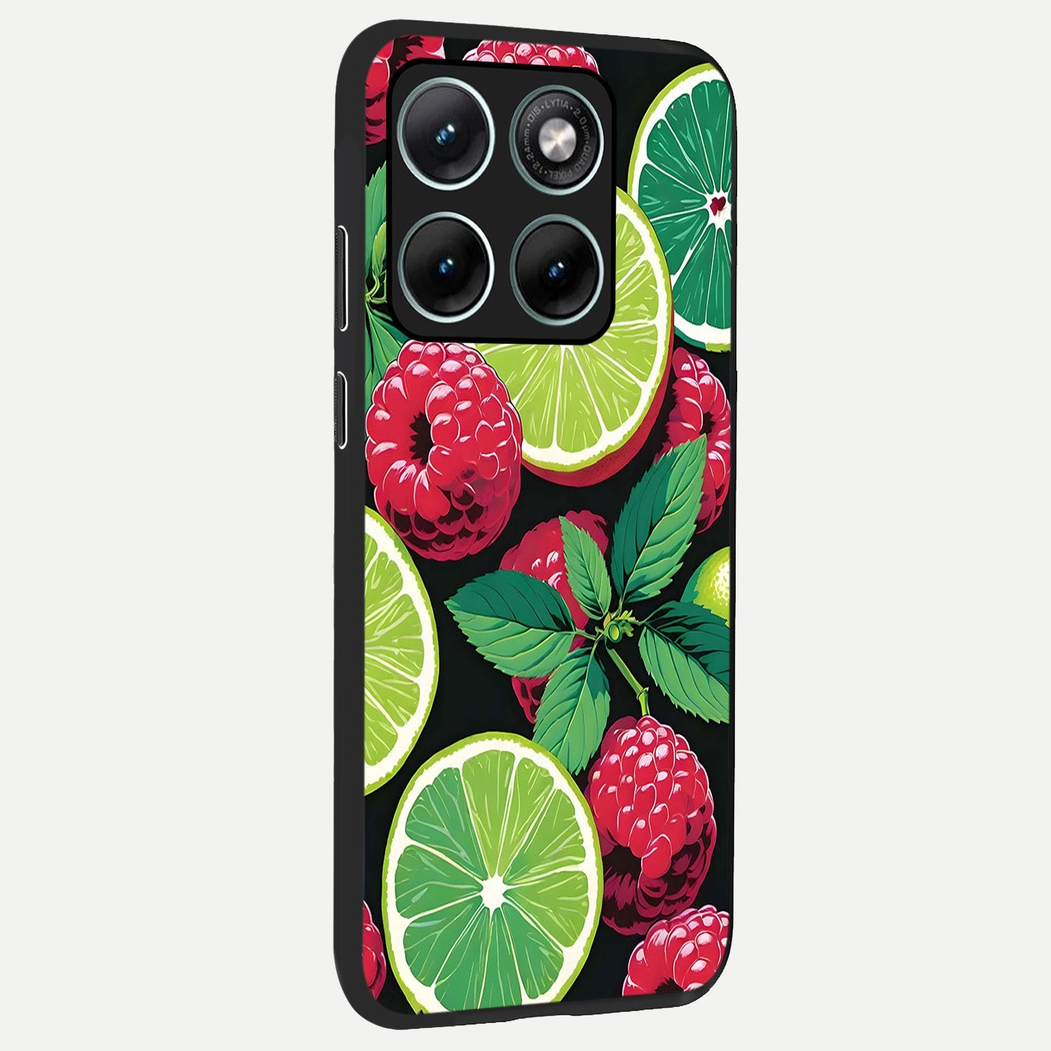  Lime and Raspberry Pattern back cover For Moto Edge 70 Fusion slim fit glass case with vibrant aesthetic design
