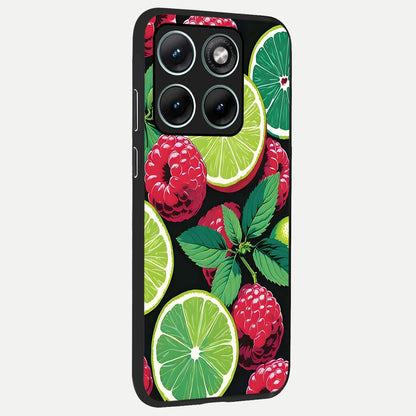  Lime and Raspberry Pattern back cover For Moto Edge 70 Fusion slim fit glass case with vibrant aesthetic design