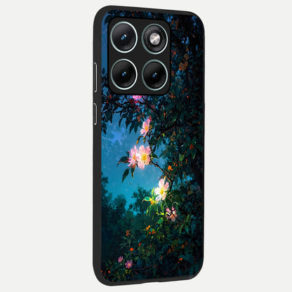  Midnight Bloom Glow back cover For Moto Edge 70 Fusion slim fit glass case with vibrant aesthetic design