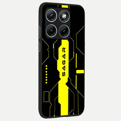  Neon CYBERPUNK Custom Name back cover For Moto Edge 70 Fusion slim fit glass case with vibrant aesthetic design