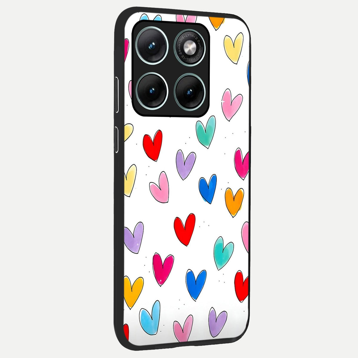  Playful Love Doodles back cover For Moto Edge 70 Fusion slim fit glass case with vibrant aesthetic design