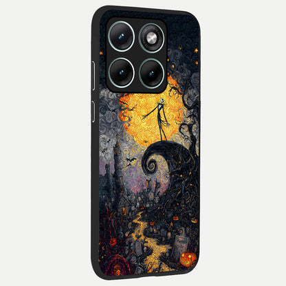  Pumpkin Moon Night back cover For Moto Edge 70 Fusion slim fit glass case with vibrant aesthetic design