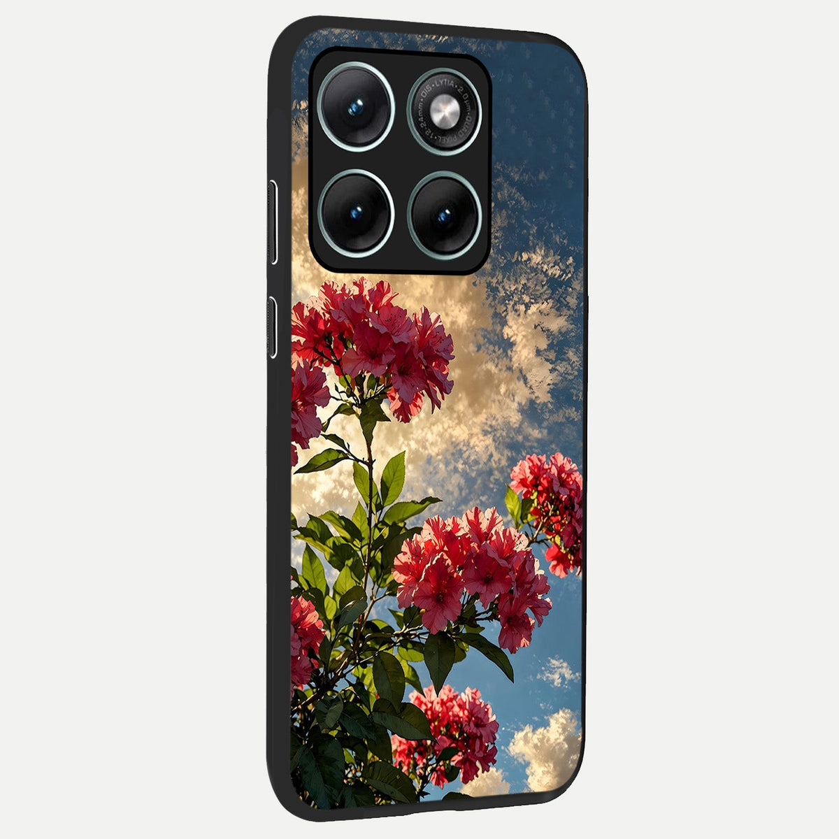  Red Bloom Skies back cover For Moto Edge 70 Fusion slim fit glass case with vibrant aesthetic design