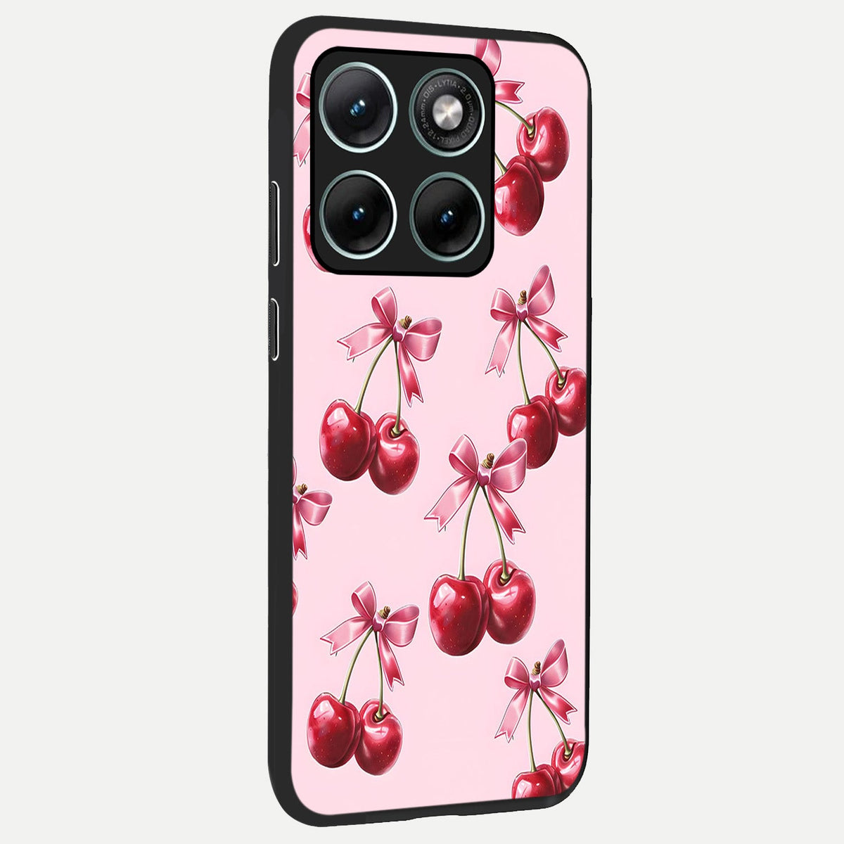  Red Cherries Pattern back cover For Moto Edge 70 Fusion slim fit glass case with vibrant aesthetic design