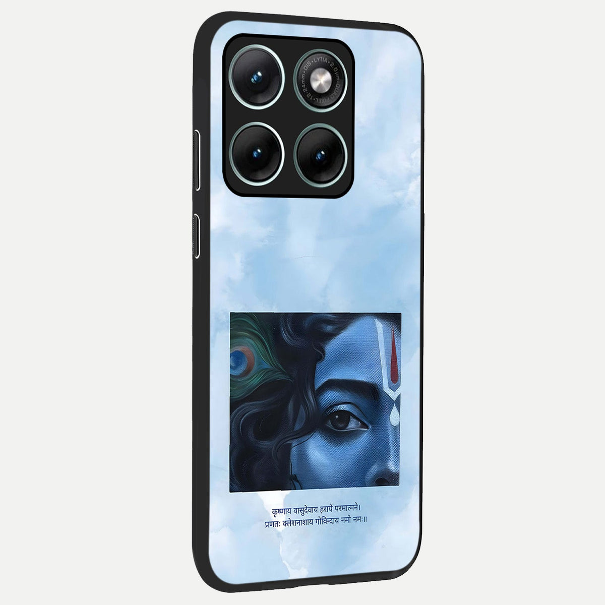  Spiritual Krishna back cover For Moto Edge 70 Fusion slim fit glass case with vibrant aesthetic design