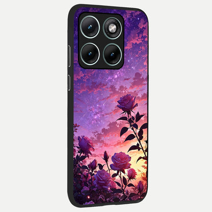  Starlit Rose Twilight back cover For Moto Edge 70 Fusion slim fit glass case with vibrant aesthetic design