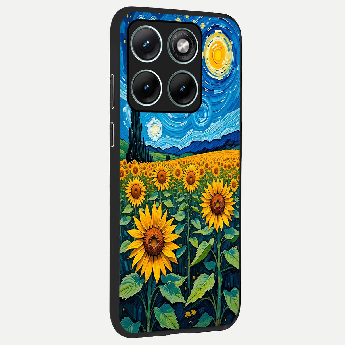  Starry Sunflower Dreams back cover For Moto Edge 70 Fusion slim fit glass case with vibrant aesthetic design