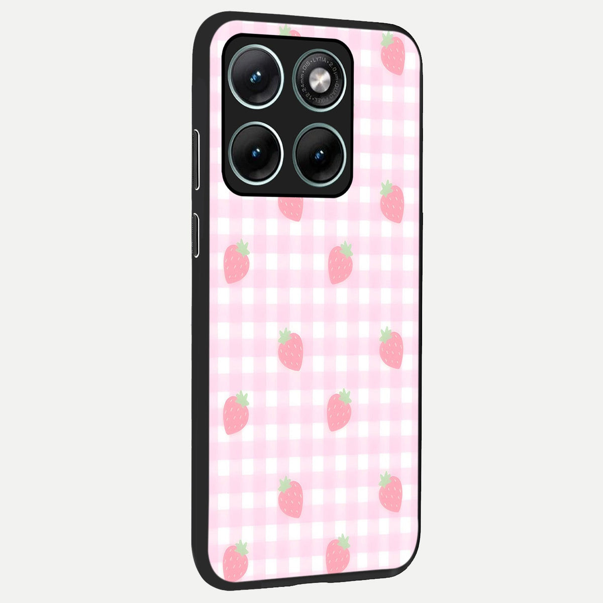  Strawberry Picnic Love back cover For Moto Edge 70 Fusion slim fit glass case with vibrant aesthetic design