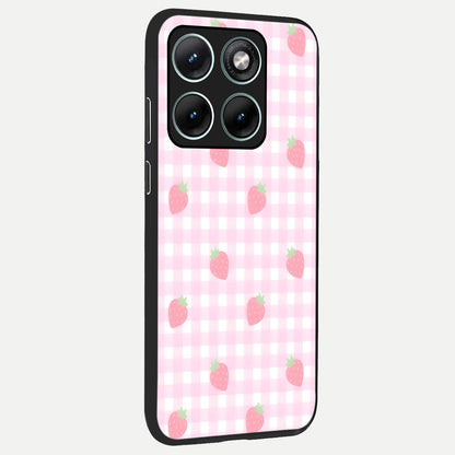  Strawberry Picnic Love back cover For Moto Edge 70 Fusion slim fit glass case with vibrant aesthetic design