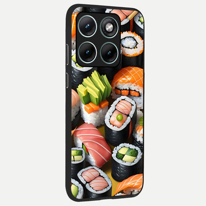  Sushi Food Pattern back cover For Moto Edge 70 Fusion slim fit glass case with vibrant aesthetic design
