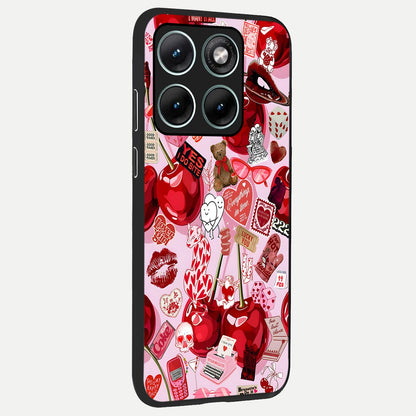  Sweet Cherry Chaos back cover For Moto Edge 70 Fusion slim fit glass case with vibrant aesthetic design