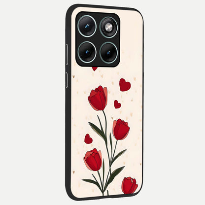  Tulip With Heart back cover For Moto Edge 70 Fusion slim fit glass case with vibrant aesthetic design