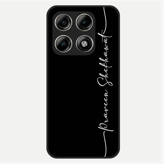  Black Tune Custom Name Glass Case For Moto Edge 70 Pro back cover – full design glossy printed glass finish