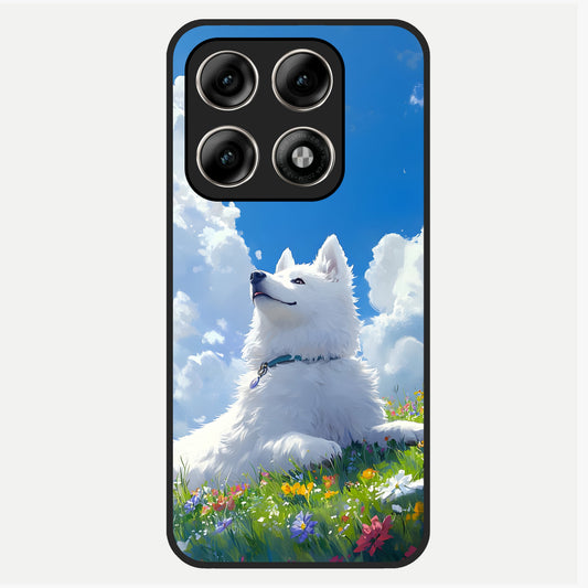  Blissful Cloud Pup Glass Case For Moto Edge 70 Pro back cover – full design glossy printed glass finish