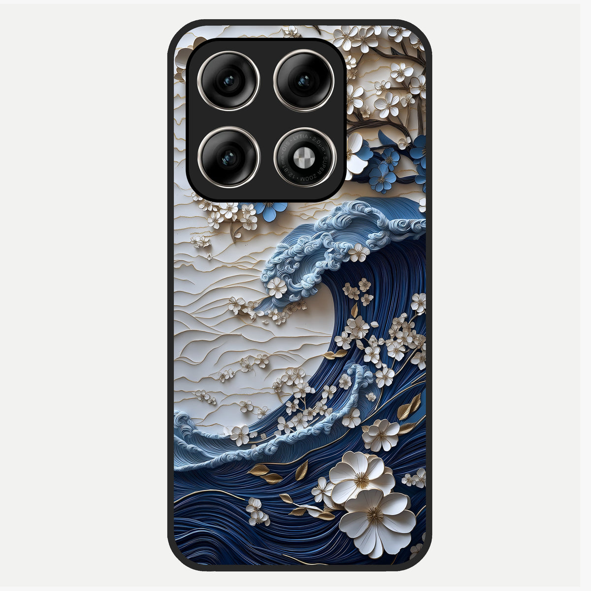  Blossom Wave Art Glass Case For Moto Edge 70 Pro back cover – full design glossy printed glass finish