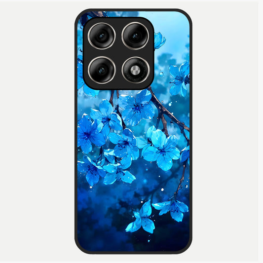  Blue Blossoms Branch Glass Case For Moto Edge 70 Pro back cover – full design glossy printed glass finish
