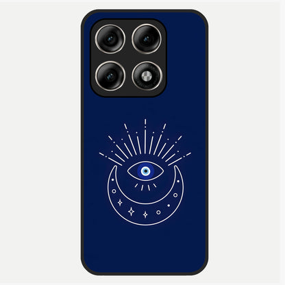  Blue Evil Eye Glass Case For Moto Edge 70 Pro back cover – full design glossy printed glass finish