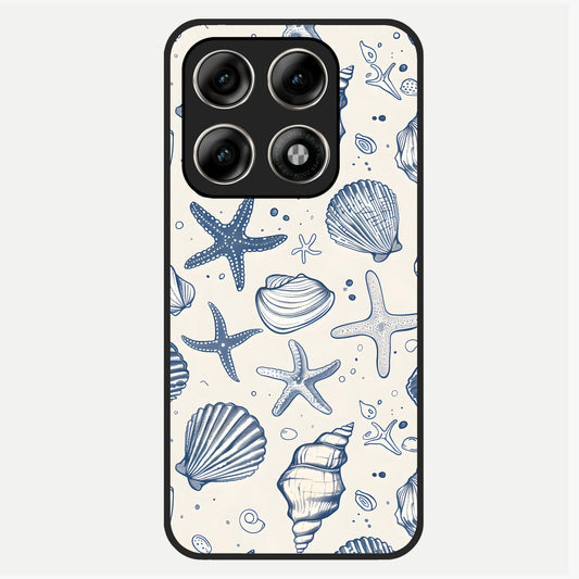  Blue Ocean Outline Glass Case For Moto Edge 70 Pro back cover – full design glossy printed glass finish