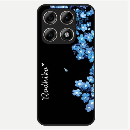  Blue Petal Dream Custom Name Glass Case For Moto Edge 70 Pro back cover – full design glossy printed glass finish