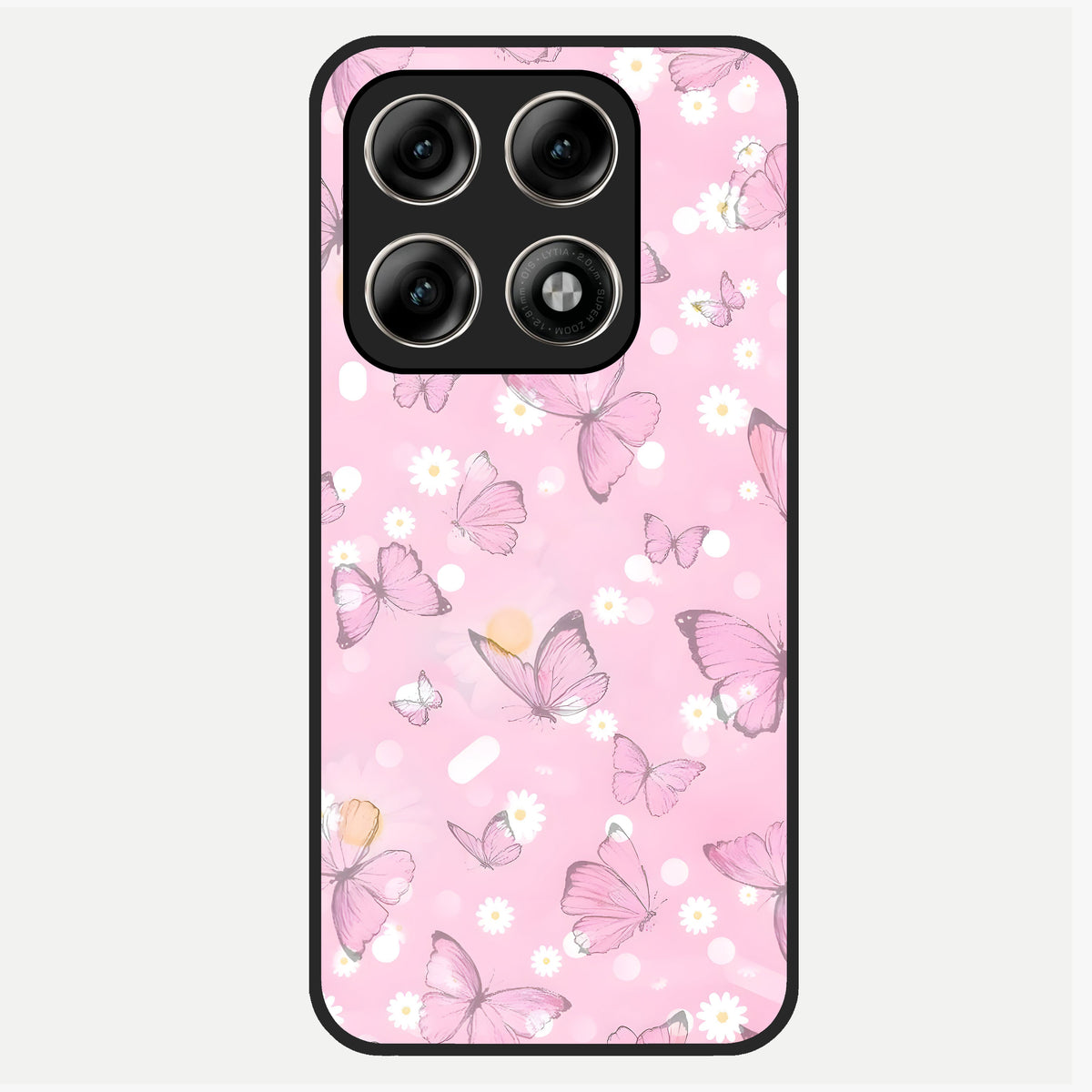  Blush Butterfly Garden Glass Case For Moto Edge 70 Pro back cover – full design glossy printed glass finish