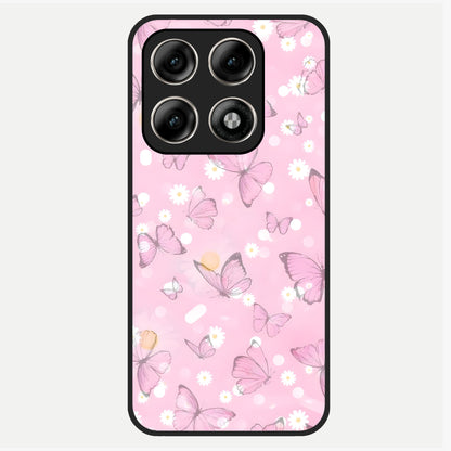  Blush Butterfly Garden Glass Case For Moto Edge 70 Pro back cover – full design glossy printed glass finish