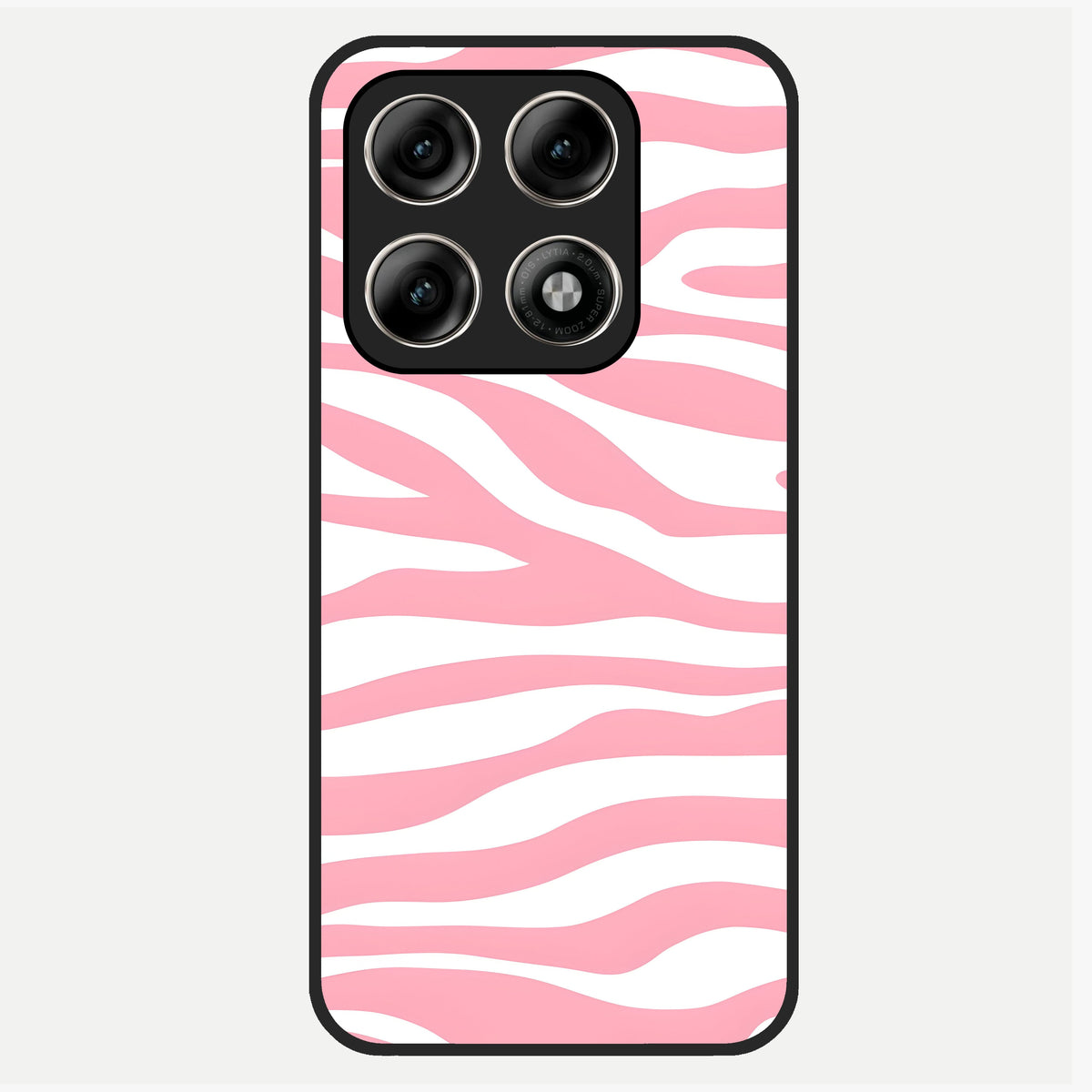  Blush Zebra Flow Glass Case For Moto Edge 70 Pro back cover – full design glossy printed glass finish