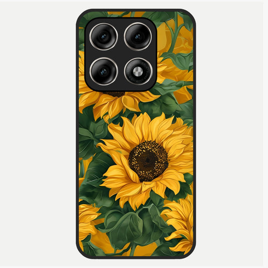  Bright Sunflower Bloom Glass Case For Moto Edge 70 Pro back cover – full design glossy printed glass finish