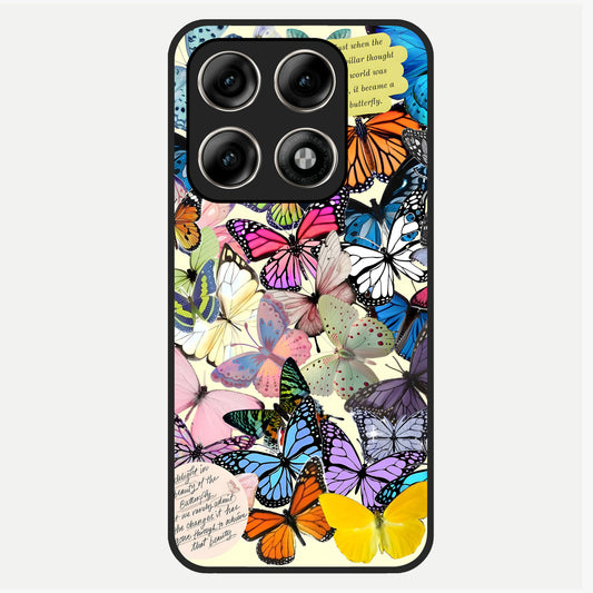  Butterflies Petal Dream Glass Case For Moto Edge 70 Pro back cover – full design glossy printed glass finish