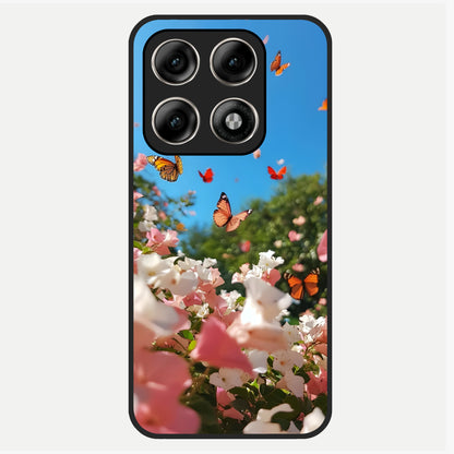  Butterflies In Bloom Sky Glass Case For Moto Edge 70 Pro back cover – full design glossy printed glass finish