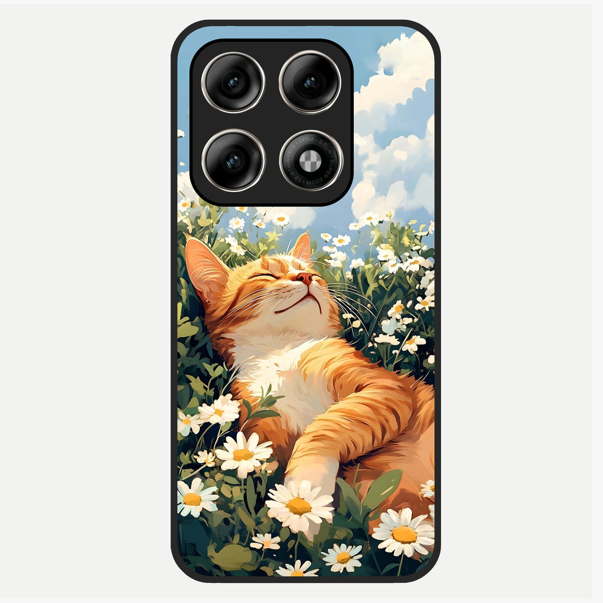  Cat And Flowers View Glass Case For Moto Edge 70 Pro back cover – full design glossy printed glass finish