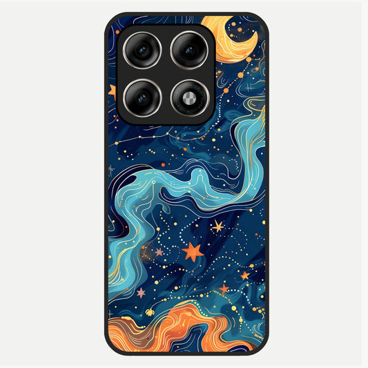  Celestial Dream Flow Glass Case For Moto Edge 70 Pro back cover – full design glossy printed glass finish