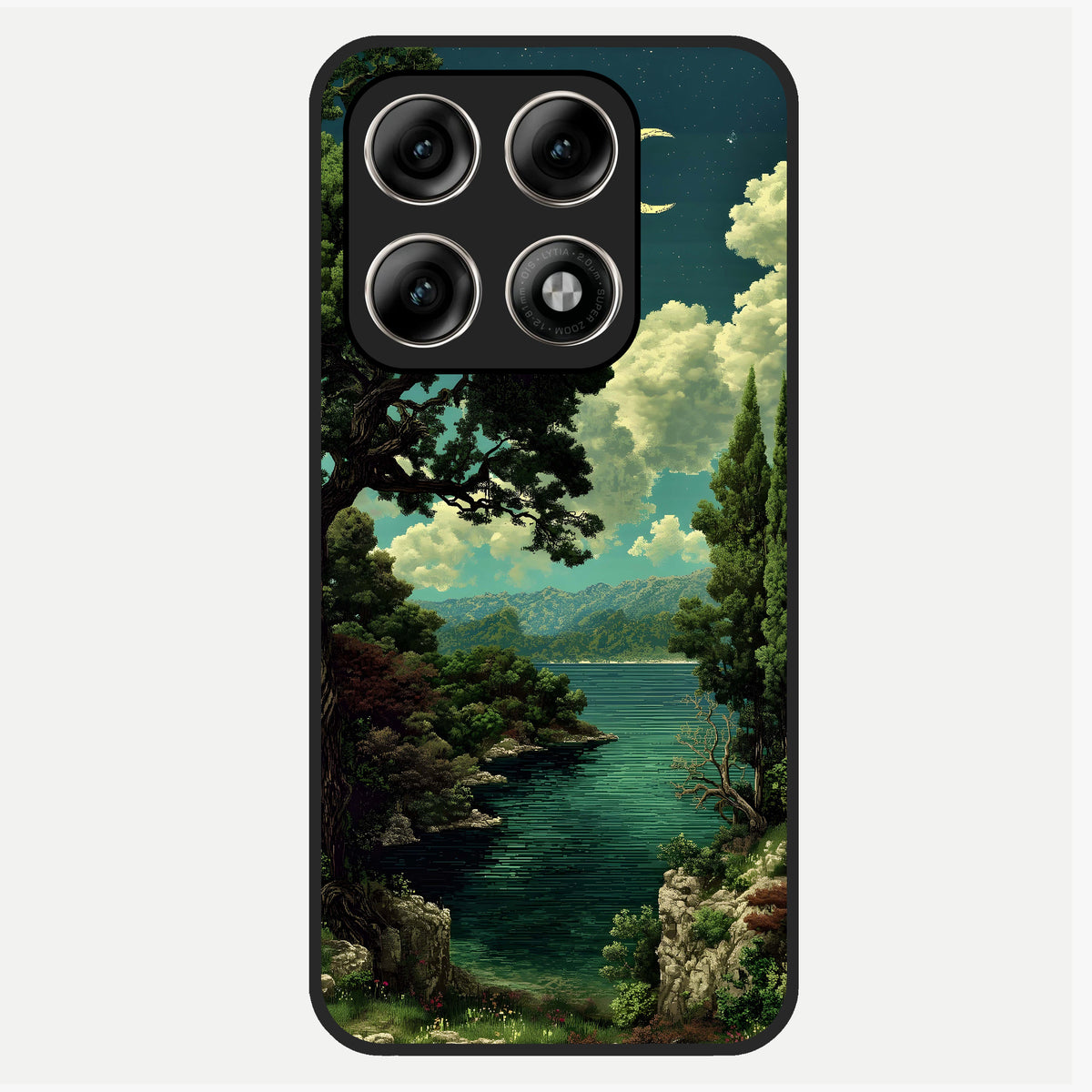  Celestial Lake Peace Glass Case For Moto Edge 70 Pro back cover – full design glossy printed glass finish