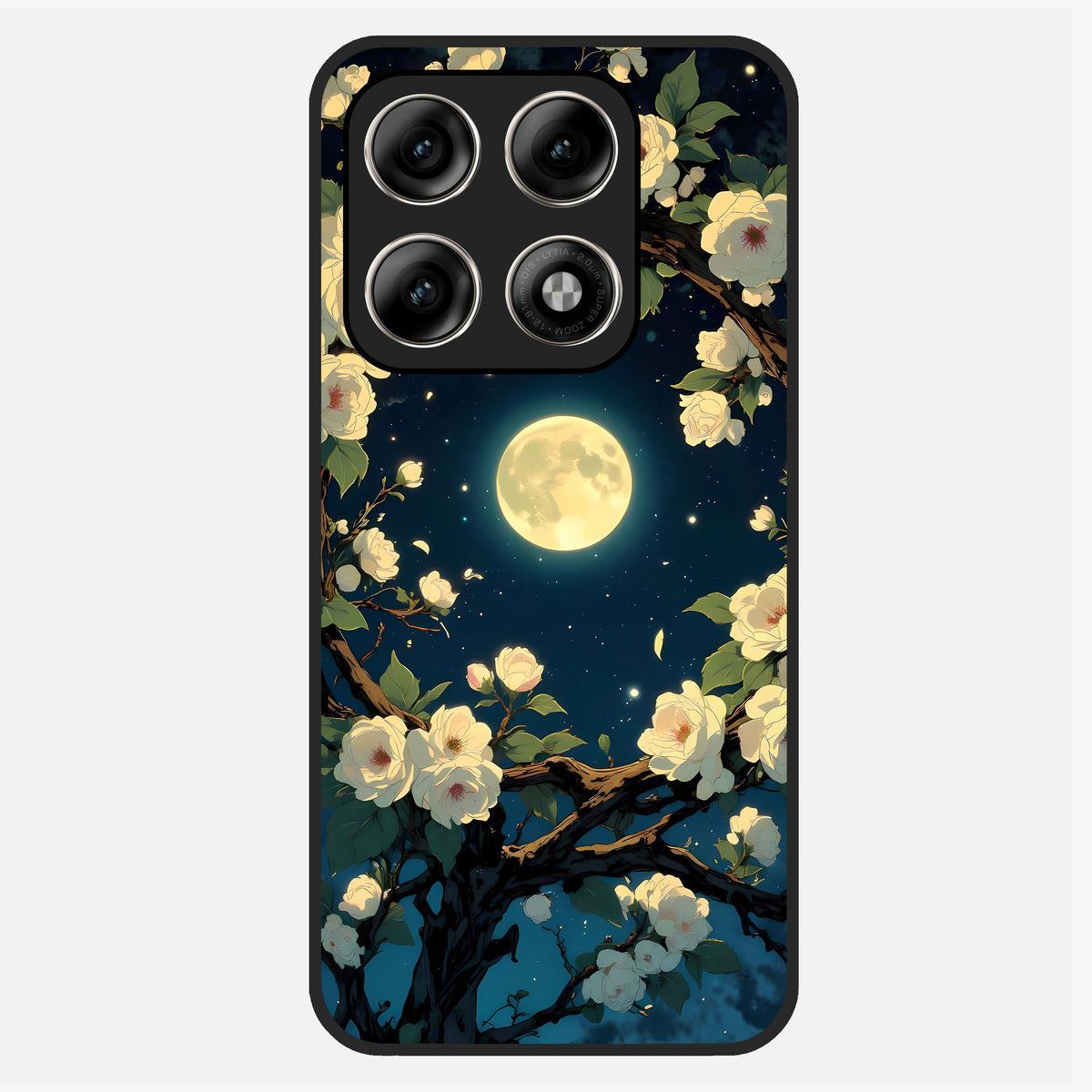  Celestial Moon And Flower Glass Case For Moto Edge 70 Pro back cover – full design glossy printed glass finish