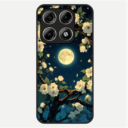  Celestial Moon And Flower Glass Case For Moto Edge 70 Pro back cover – full design glossy printed glass finish