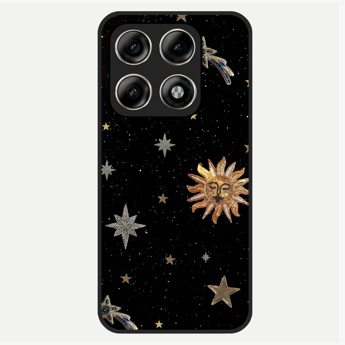  Celestial Moon With Stars Glass Case For Moto Edge 70 Pro back cover – full design glossy printed glass finish