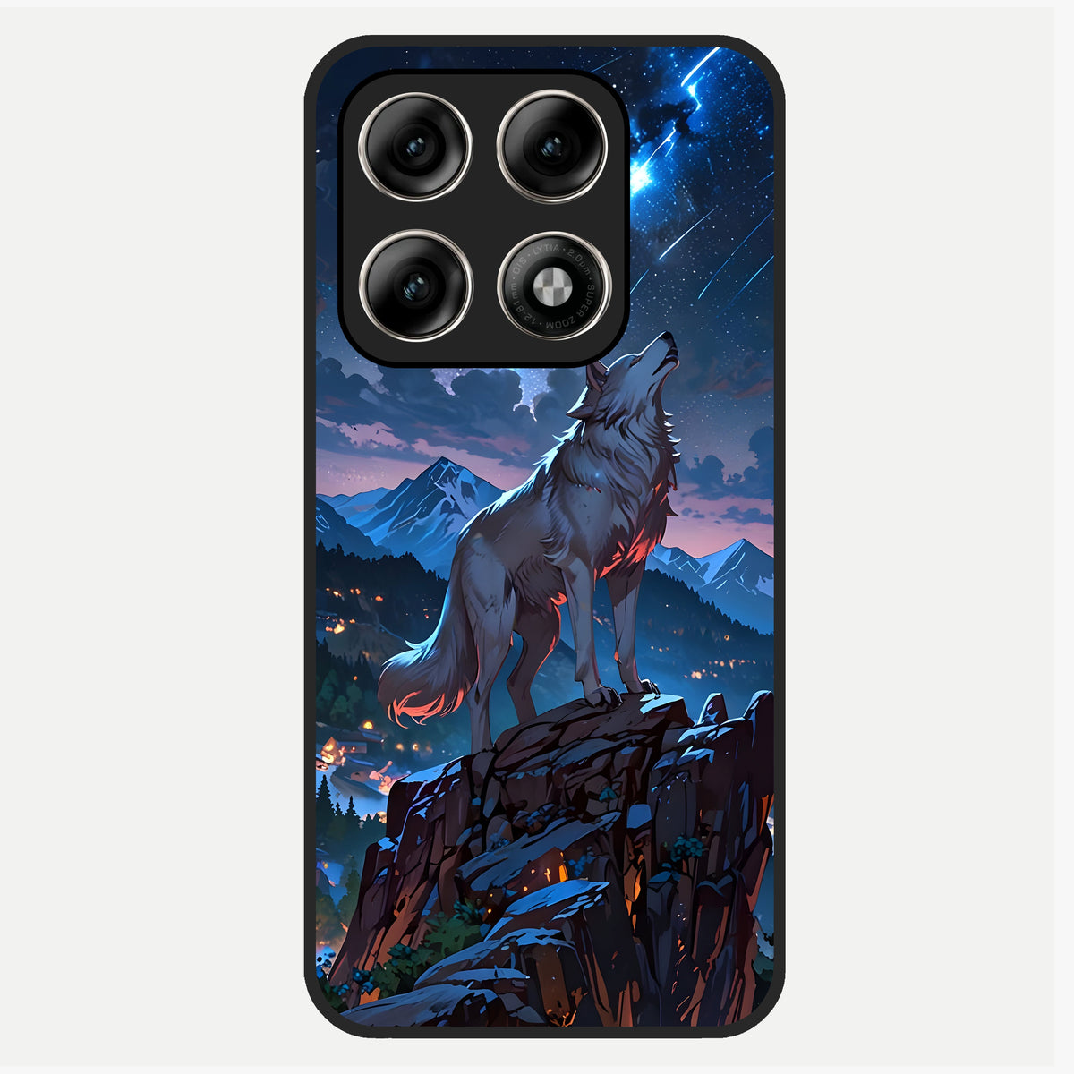  Celestial Wolf Howl Glass Case For Moto Edge 70 Pro back cover – full design glossy printed glass finish