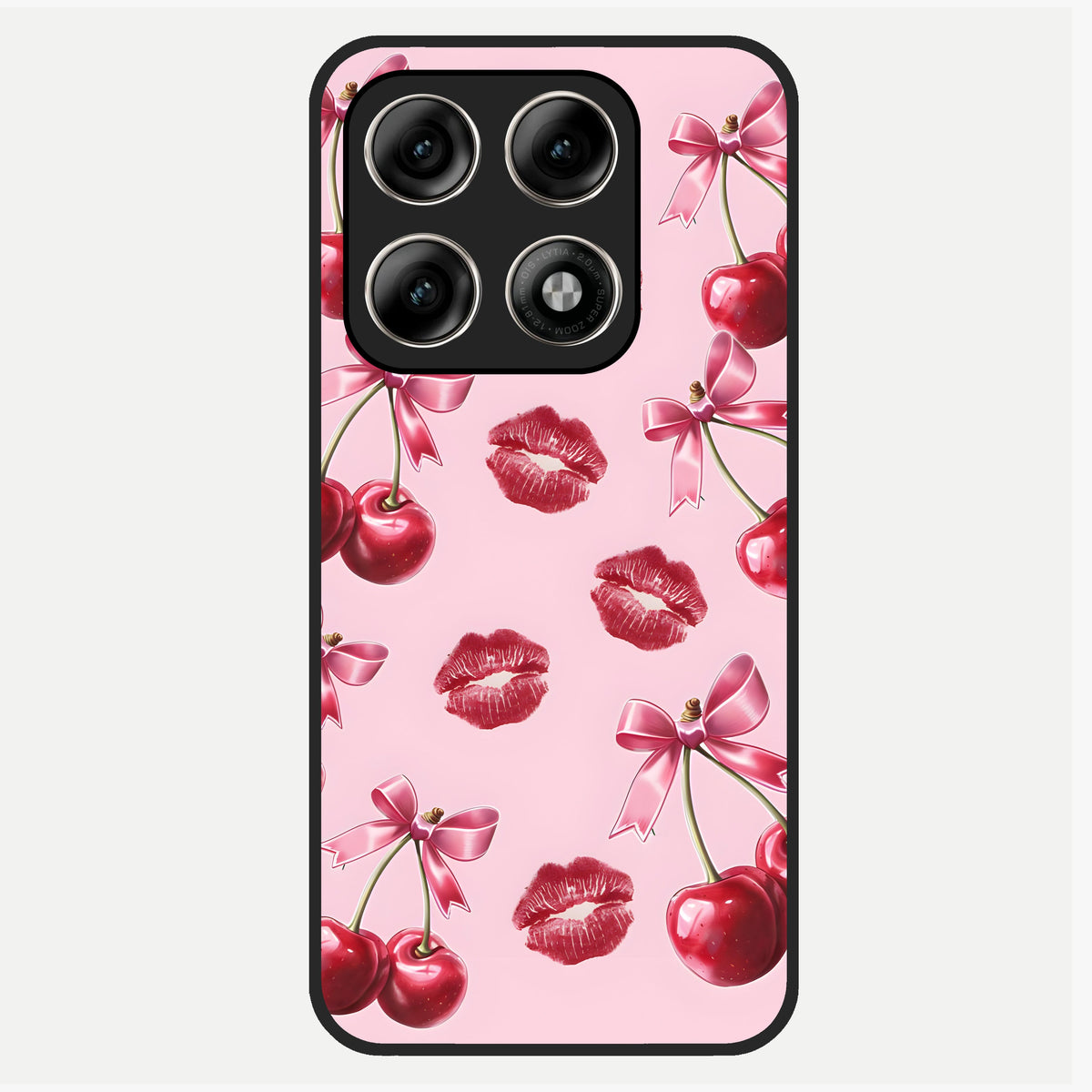  Cherry With Lips Glass Case For Moto Edge 70 Pro back cover – full design glossy printed glass finish