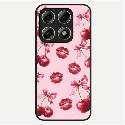  Cherry With Lips Glass Case For Moto Edge 70 Pro back cover – full design glossy printed glass finish
