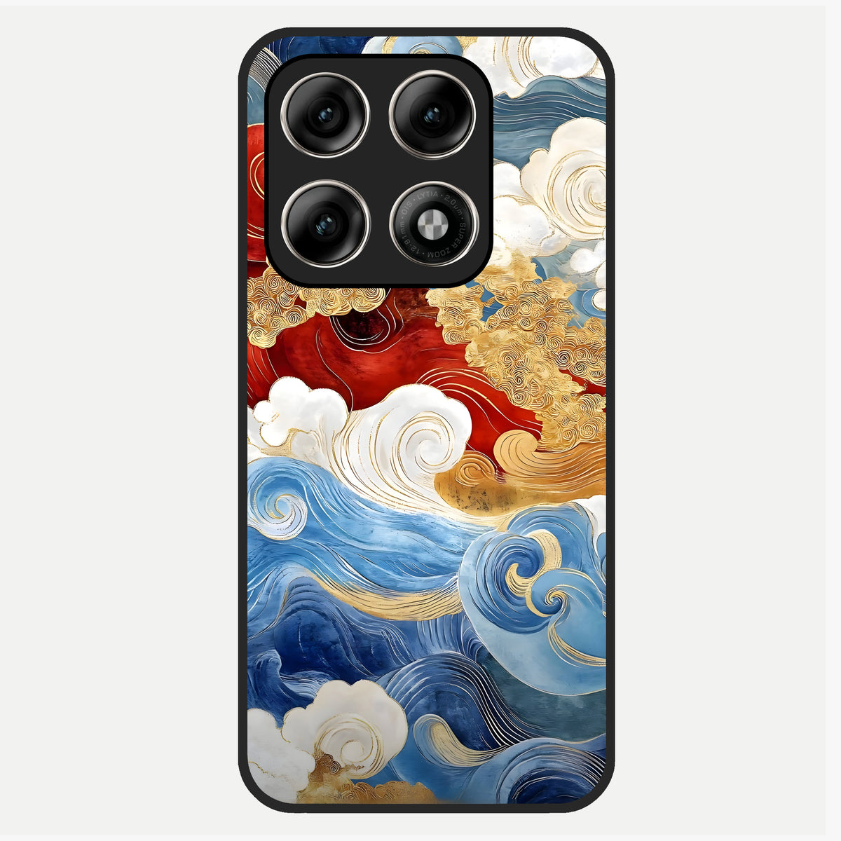  Colored Waves Glass Case For Moto Edge 70 Pro back cover – full design glossy printed glass finish