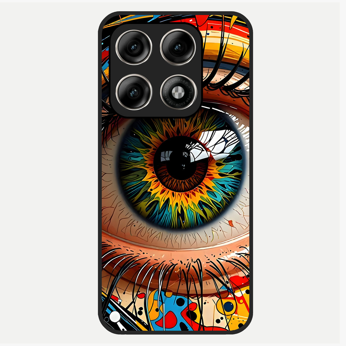  Colorful Eye Glass Case For Moto Edge 70 Pro back cover – full design glossy printed glass finish