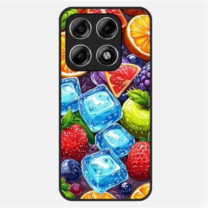  Colorful Fruits with Ice Glass Case For Moto Edge 70 Pro back cover – full design glossy printed glass finish