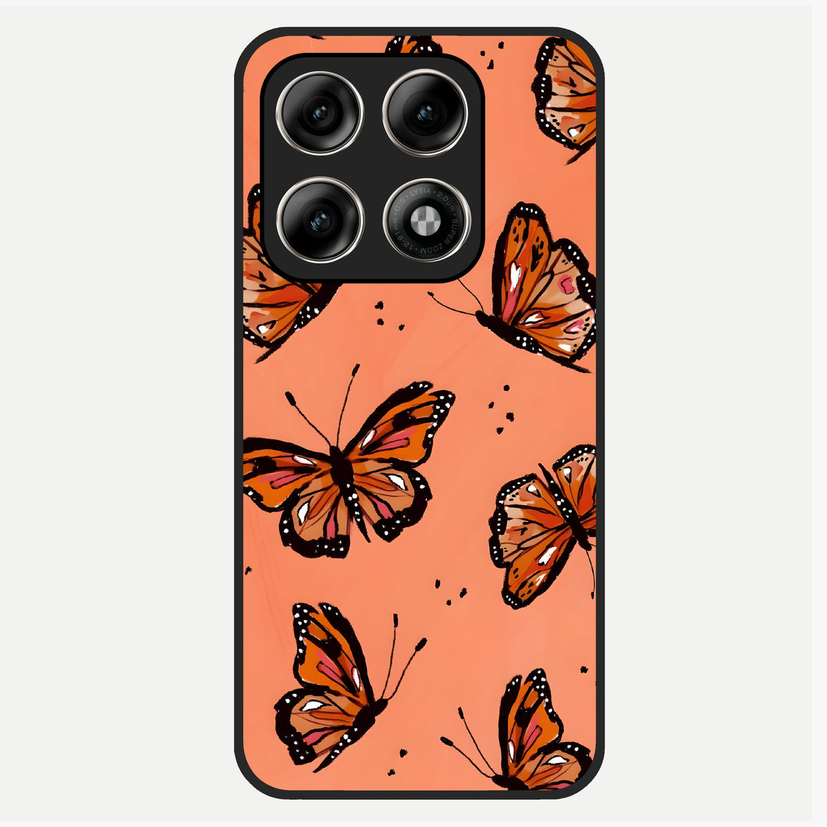  Coral Wing Butterfly Glass Case For Moto Edge 70 Pro back cover – full design glossy printed glass finish