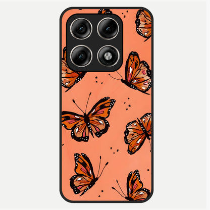 Coral Wing Butterfly Glass Case For Moto Edge 70 Pro back cover – full design glossy printed glass finish